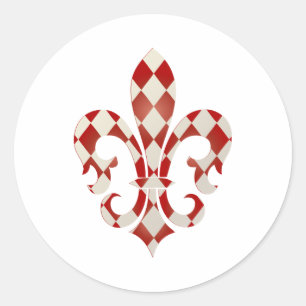 Fleur de Lis, doe-het-zelf achtergrond+tekst Ronde Sticker