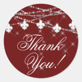 Fleur de Lis Donkerrode lichten | Elgante dankjewe Ronde Sticker (Voorkant)