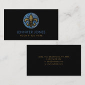 Fleur-de-lis - Dot Art Blue Marble en Gold Visitekaartje (Voorkant / Achterkant)