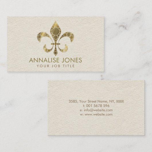 Fleur-de-lis - Dot Art Golden Gradient Visitekaartje (Voorkant / Achterkant)