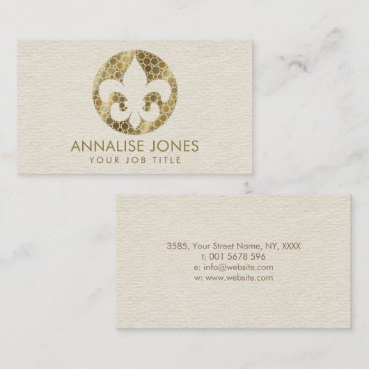 Fleur-de-lis - Dot Art Golden Gradient Visitekaartje (Voorkant / Achterkant)