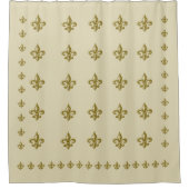 Fleur de Lis douchegordijn van wit geel goud (Voorkant)