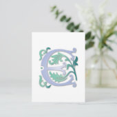 Fleur-de-lis E Monogram Briefkaart (Staand voorkant)