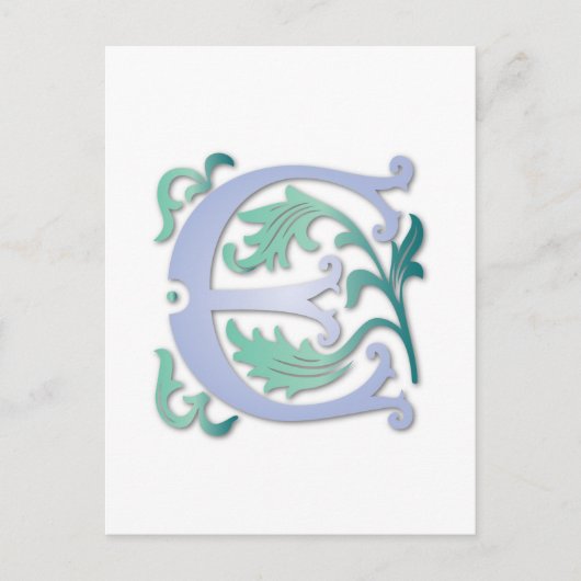 Fleur-de-lis E Monogram Briefkaart (Voorkant)