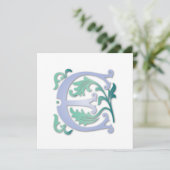 Fleur-de-lis E Monogram Kaart (Staand voorkant)