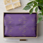 Fleur De Lis Eenvoudig Elegant Paars en Goud Tissuepapier (Geschenk)