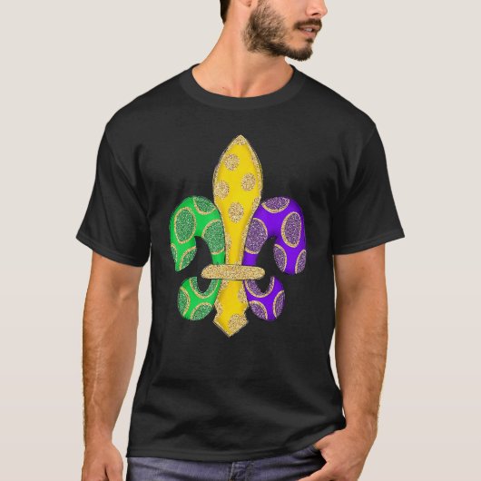 Fleur De Lis Effect Mardi Gras T-shirt (Voorkant)