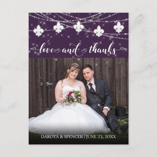 Fleur de Lis Eggplant Lights | Foto bedankt Briefkaart (Voorkant)