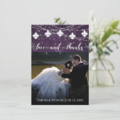 Fleur de Lis Eggplant Lights | Plum Photo Love Bedankkaart (Staand voorkant)