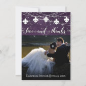 Fleur de Lis Eggplant Lights | Plum Photo Love Bedankkaart (Voorkant)