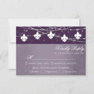 Fleur de Lis Eggplant Paars Lights   Moody Entree RSVP Kaartje