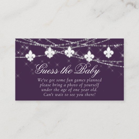 Fleur de Lis Eggplant Paarse Lights Informatiekaartje (Voorkant)