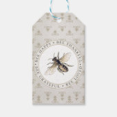 Fleur de Lis Elegant Honey Bee Grateful Gift Label Cadeaulabel (Voorkant)