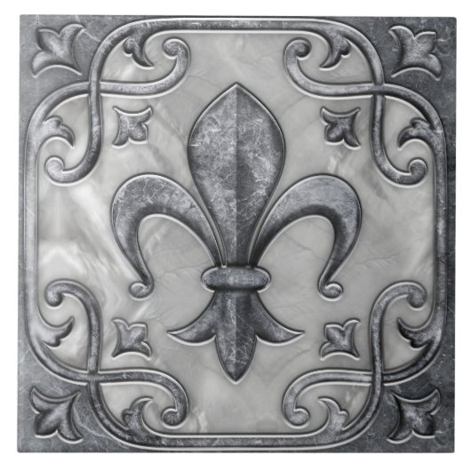 Fleur-de-Lis Elegant  marmer Tegeltje (Voorkant)