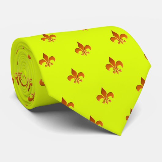 Fleur de lis/elektrisch groene stropdas (Opgerold)