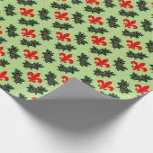 Fleur de Lis en Holly Bleek groenwerkpapier Cadeaupapier (Hoek)