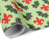 Fleur de Lis en Holly Bleek groenwerkpapier Cadeaupapier (Rol Hoek)