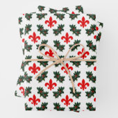 Fleur de Lis en Holly Kerstmis Inpakpapier Vel (In situ)