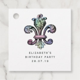  Fleur de Lis en Iridescent Damask Bedankjes Labels