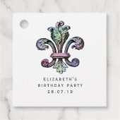  Fleur de Lis en Iridescent Damask Bedankjes Labels (Voorkant)