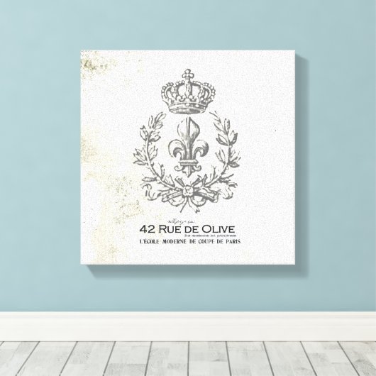 Fleur de Lis en kroon gestrekt canvas (Insitu (Houten vloer))