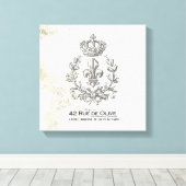  Fleur de Lis en kroon gestrekt canvas Afdruk (Insitu (Houten vloer))