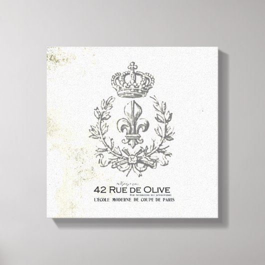  Fleur de Lis en kroon gestrekt canvas Afdruk (Voorkant)