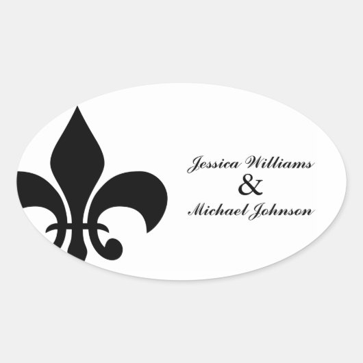 Fleur de Lis Envelope Seal Ovale Sticker (Voorkant)