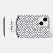 Fleur de Lis Eternity Pattern Monogram - Grijs iPhone Hoesje (Achterkant horizontaal)