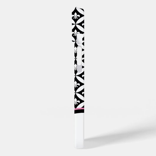 Fleur de Lis Eternity Pattern Monogram - Zwart Case-Mate iPhone Case (Achterkant / Links)