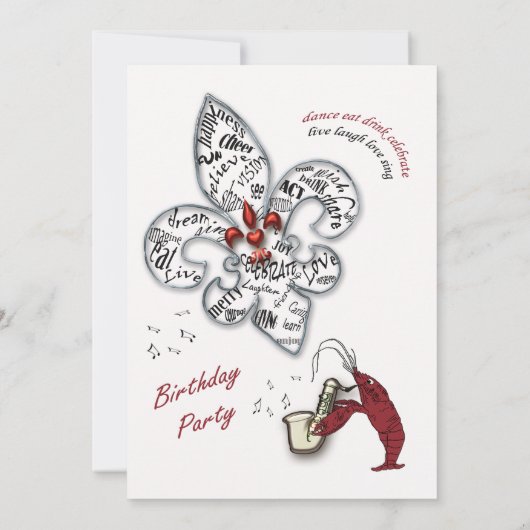 Fleur de lis Expressions Birthday Uitnodiging (Achterkant)