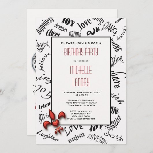 Fleur de lis Expressions Birthday Uitnodiging (Voorkant / Achterkant)