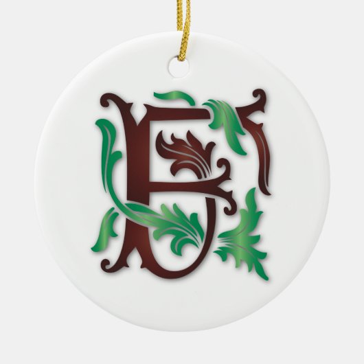 Fleur de-lis F Monogram Keramisch Ornament (Voorkant)