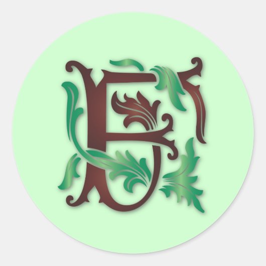 Fleur de-lis F Monogram Ronde Sticker (Voorkant)
