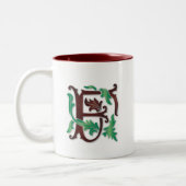 Fleur de-lis F Monogram Tweekleurige Koffiemok (Links)
