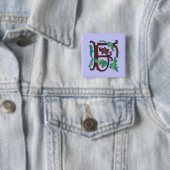 Fleur de-lis F Monogram Vierkante Button 5,1 Cm (In situ)