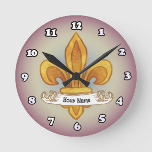 Fleur De Lis familiewapen Achternaam Ronde Klok