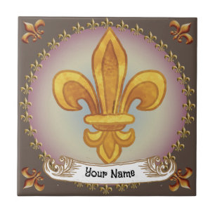 Fleur De Lis familiewapen Achternaam Tegeltje