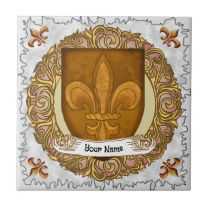 Fleur De Lis Familiewapen Achternaam Tegeltje