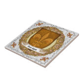 Fleur De Lis Familiewapen Achternaam Tegeltje (Zijkant)