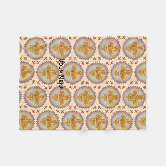 Fleur de Lis Family Crest Achternaam Fleece Deken (Voorkant (Horizontaal))