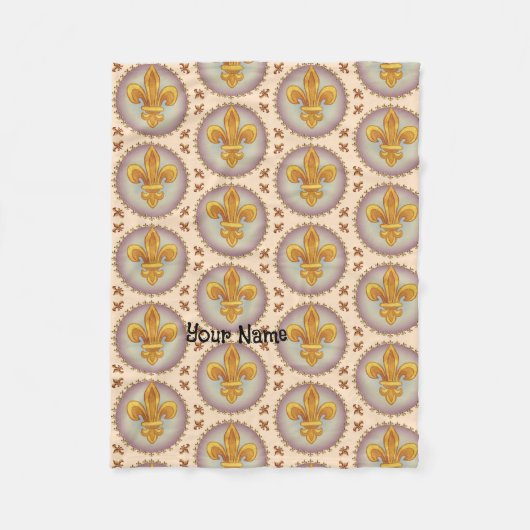 Fleur de Lis Family Crest Achternaam Fleece Deken (Voorkant)