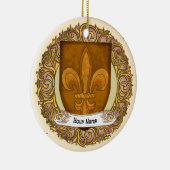 Fleur de Lis Family Crest Achternaam Keramisch Ornament (Rechts)
