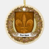 Fleur de Lis Family Crest Achternaam Keramisch Ornament (Voorkant)