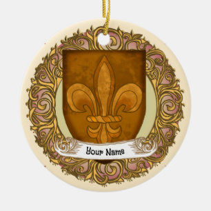 Fleur de Lis Family Crest Achternaam Keramisch Ornament