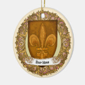 Fleur de Lis Family Crest Achternaam Keramisch Ornament (Links)
