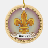 Fleur De Lis Family Crest Achternaam ornament (Voorkant)