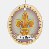 Fleur De Lis Family Crest Achternaam ornament (Links)