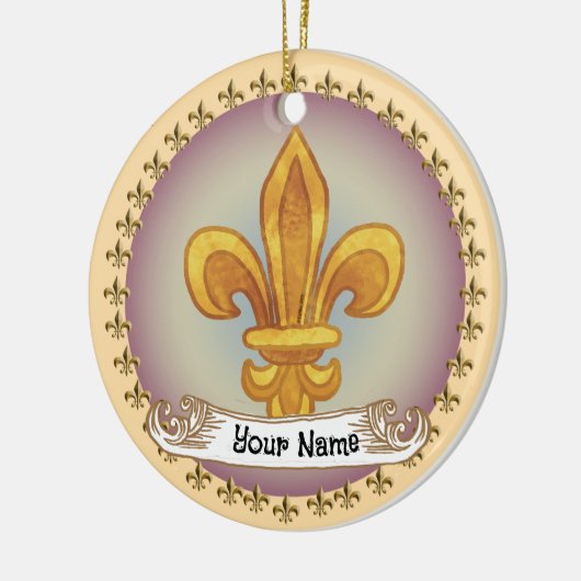 Fleur De Lis Family Crest Achternaam ornament (Links)