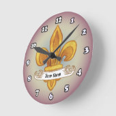 Fleur de Lis Family Crest Achternaam Ronde Klok (Hoek)